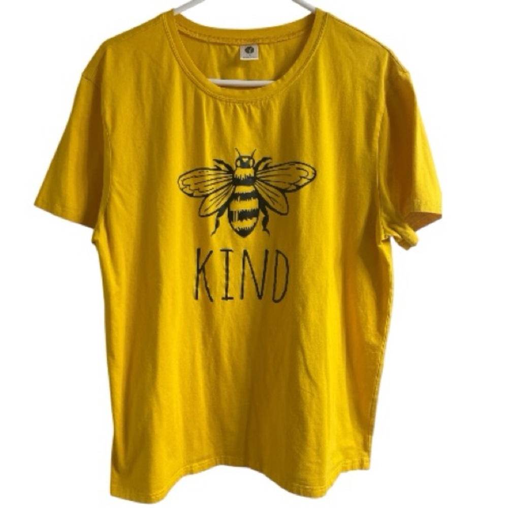 Bee Kind Graphic Tee Yellow Short Sleeve Cotton Blend T-Shirt XL